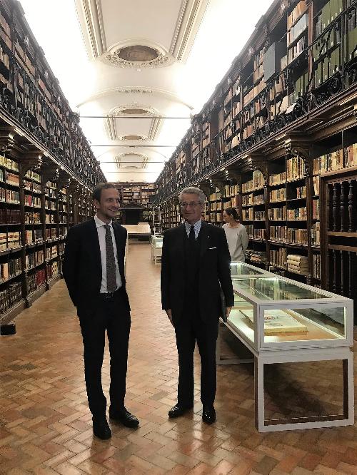 Il governatore del FVG Massimiliano Fedriga con il presidente della Fondazione Aquileia Zanardi Landi a Roma 